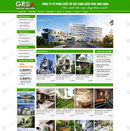 Hình ảnh của Thiết kế website kiến trúc Nhà Xanh